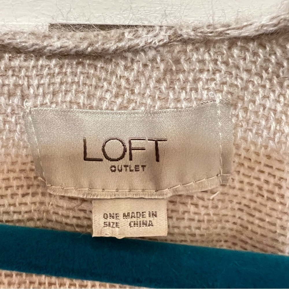 LOFT Women's Poncho Top Warm Neutral Color Stripe with Fringe One Size - Picture 3 of 4